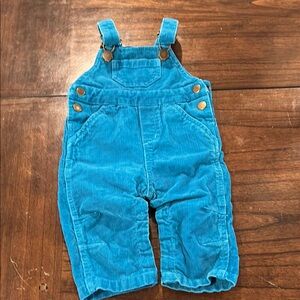 Hanna Anderson Teal Blue Corduroy Overalls 3-6 months